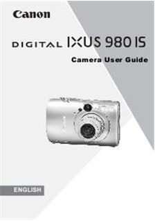 Canon Digital Ixus 980 IS manual. Camera Instructions.